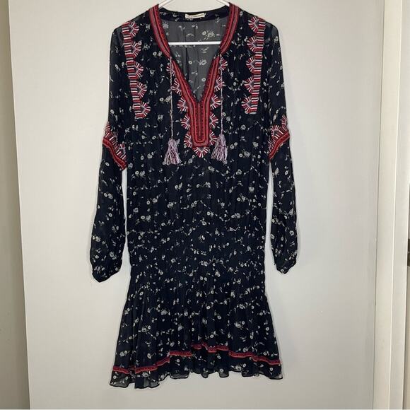 Ulla Johnson Gita Bohemian Silk Dress in Midnight Size 4 - Picture 3 of 8